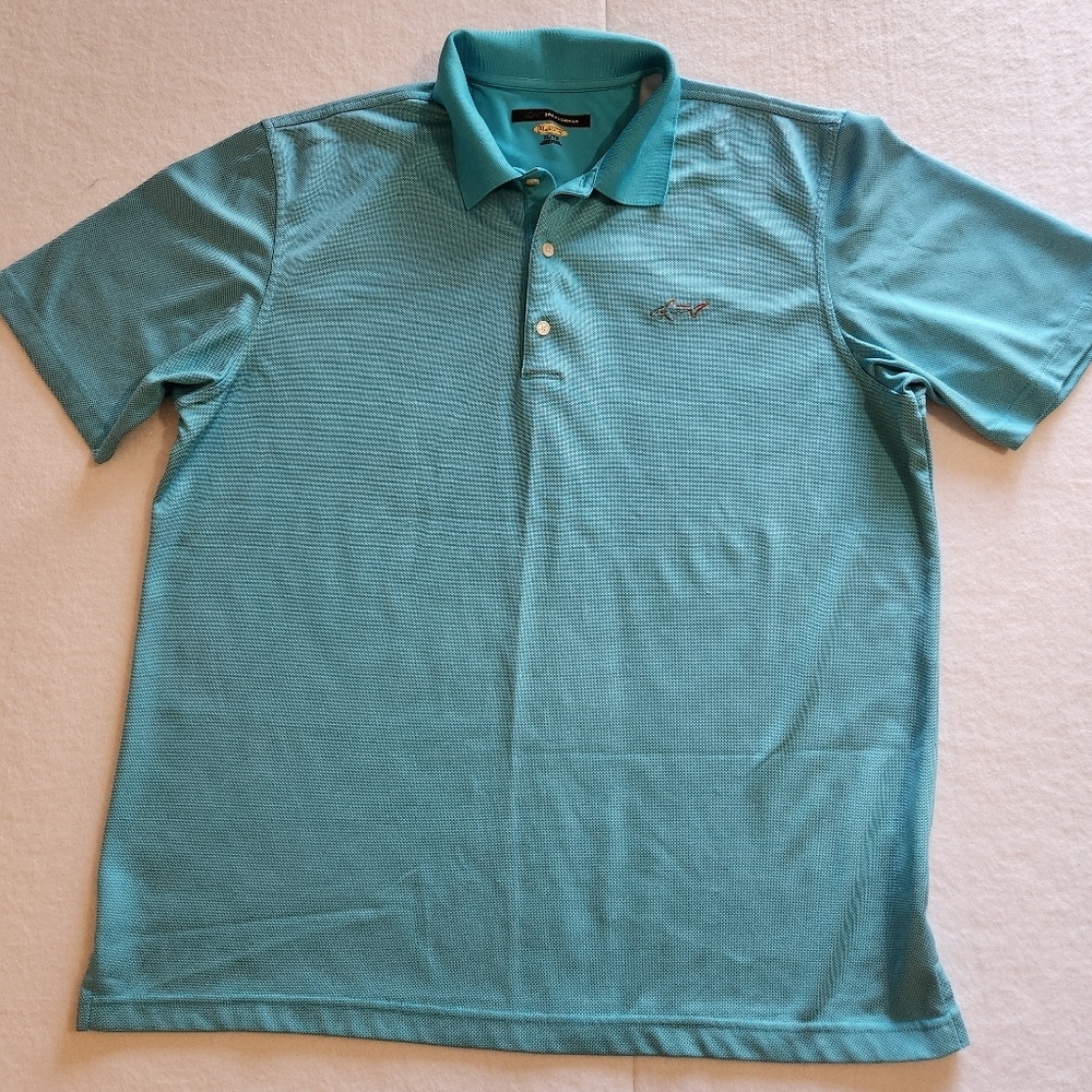 Greg Norman Collection Aqua Polo Shirt Size Xlarge